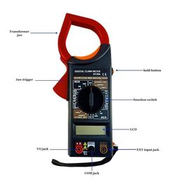 Generic DT266 AC/DC LCD Digital Clamp Multimeter Electronic Clip-On Pincerlike Testing Meter In Red And Black image 3