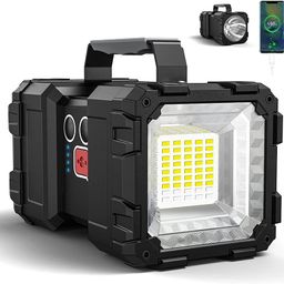 DOCOSS 2 in 1 Torch High Power Long Distance Rechargeable Torch Wth Emergency Light, Water Resistant Camping Light (L2 Led + 45 SMD) (Black-Small) image 1