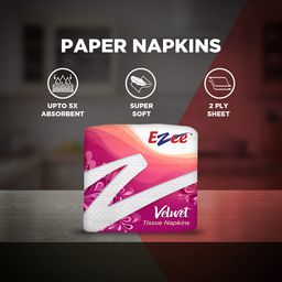 Ezee Velvet Tissue Paper Napkins 400 Pulls | Ultra Soft & Absorbent | Pack of 4 x 100 Pulls Each Pack image 2