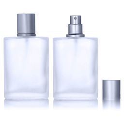 hunky dory 100ml Superior Qaulity Frosted Empty Refillable Glass Bottle with Spray Pump and Cap for For DIY Perfume, Essential Oils, Blends, Rose Water, Costemic Use(Pack of 2) image 1