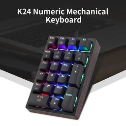 layfoo K24 Numeric Mechanical 21 Keys USB Wired with 13 RGB Light Effects OUTEMU Red Switch (BlackOUTEMU Red Switch) -Layfoo image 2