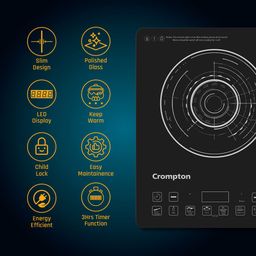 Crompton Instaserve 2100 W Induction Cooktop with 12 Feather Touch Buttons | 8 One touch Cook Menus |Slim Body | Overvoltage Shield Protection image 4