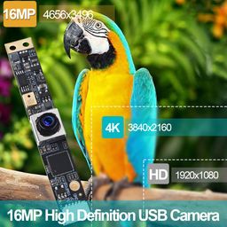 MMlove USB Camera Module, Full HD 16MP 10FPS Auto Focus Webcam with Microphone, PC Streaming Camera with 68 Degree, USB Plug & Play for Raspberry Pi YouTube Facebook Online Teaching image 2