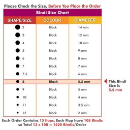 Pearl Eyeflax Kumkum Bindi Black Round Box with 15 Flaps (Size 8 Diameter 2.5 mm) (Black) image 3