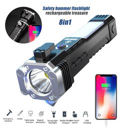 JAMUNESH ENTERPRISE Torch Light ,3W LED Tactical Flashlight Rechargeable Torch,Long Distance Beam Range Car Rescue Torch with Hammer Window Glass and Seat Belt Cutter Built (8 in 1 LED Torch) image 2