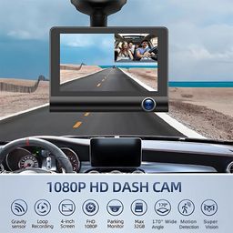 Drumstone (𝐋𝐢𝐦𝐢𝐭𝐞𝐝 𝐓𝐨𝐝𝐚𝐲) 3-Channel Car Dash Cam, Front & Rear View Cameras, 140° Wide Angle, 1080P DVR Loop Recording, Motion Detection & Parking Mode 𝟏𝟓 𝐘𝐄𝐀𝐑𝐒 𝐖𝐀𝐑𝐑𝐀𝐍𝐓𝐘 image 3