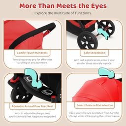 StarAndDaisy Pram For Baby Boy 0 To 5 Year/Strollers For 0 To 3 Years With Double Comfort Cushion/Stroller For Baby With Reversible Handle, 5-Point Safety Belt & Detachable Food Tray., Clossal-Red image 4