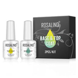 ROSALIND Gel Nail Polish Base and Top Coat Set (2x15ml) No Wipe High Gloss Top It Off Long-Lasting Base Foundation Soak Off Need Nail Lamp Cure (RL-15ml/Each - Base + Top Coat) image 1