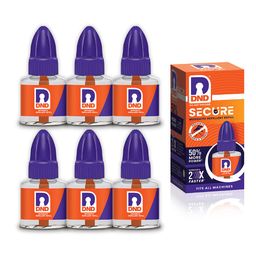 DND Secure Mosquito Repellent Refill Liquid Vapouriser with 50% Extra Power (Orange & Violet, 45 ml Each) Pack of 6 image 1