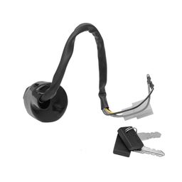 Deutsche Black Cylindrical Finish New Ignition Lock Compatible with TVS Max-100 / TVS Champ 12V AC (4 Wires), Switch Lock with 2 Keys | 3 POLE 2 WIRES 2 TERMINALS WIRES image 2
