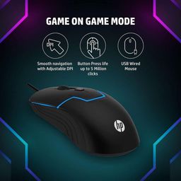 HP M100 USB Wired Gaming Optical Mouse with LED Backlight and Adjustable 1000/1600 DPI Settings, 3 Buttons and Press Life Up to 5 Million Clicks, 1 Year Warranty (3DR60PA, Black) image 5