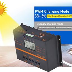 REES52 MP60-50A 12V 24V PWM Solar Controller LCD Digital Display USB Output Port Solar Panel Battery Intelligent Regulator for Home Commercial Use image 5