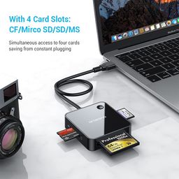 aropana SD Card Reader USB 3.0 Card Hub Adapter 5Gbps Read 4 Cards Simultaneously CF CFI TF SDXC SDHC SD MMC Micro SDXC Micro SD Micro SDHC MS UHS-I for Windows Mac Linux image 2