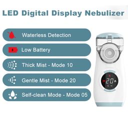 MN 135B Blue-Rechargeable Mesh Nebulizer Machine For Child And Adults With Digital Display And Semi Automatic-Cleaning| Ultrasonic Portable Nebulizer With 2 Timer Modes image 3