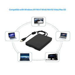 Eacam USB External Floppy Disk Drive Portable 3.5 inch Floppy Disk Drive USB Interface Plug and Play Low Noise for PC Laptop Black image 5