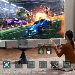 drj DR.J VisualMagic Q1 Max Rotatable Smart Projector for Home 4K Ultra HD & 1080p Support, 9000L Android 11 WiFi Bluetooth, 720p Native, YouTube Netflix PrimeVideo Hotstar 150" Max Display image 3