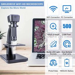 Smiledrive WiFi Digital Microscope for Students Kids Lab 2000x Magnification Dual Lenses with Dual Lens Wirelessly Connects with Android iOS Devices & with USB Wire with PC image 2