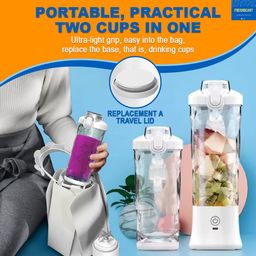 FreshDcart 2 in one Powerful 6 Blade USB Juicer Blender Sipper Portable Cordless Mini Blender Rechargeable for Smoothies, Travel, Office, Gym (Random Color) image 5