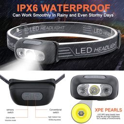 MOHAK Super Bright LED Sensor Headlamp, Lightweight Waterproof Headlamps, USB Rechargeable Battery Flashlight, 5 Modes 500 Lumens XPG2 Headlight image 2