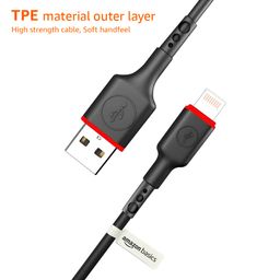 amazon basics TPE USB Lightning Fast Charging and Data Sync Cable, for iPhone 14, 13, 12, 11, X, 8, 7, 6, 5, iPad, Air, Pro, Mini (102cm, Black) image 4