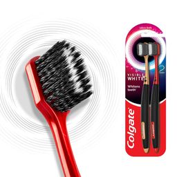 Colgate Visible White O2 Manual Toothbrush - 2 Pcs, Ultra Soft Toothbrush for Adults, Helps prevent Bad Breath, Cavities, Enamel & Gum Problems. image 1
