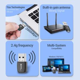 UNIGEN WiFi Adapter for Desktop PC with Led Light, 300 Mbps USB WiFi 6 Receive with 2.4GHz, USB WiFi 300m External Network Card Supports Windows 7/10/11 Free Drive 802.11ax image 4