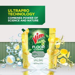 Vim Floor Cleaner: 1.8L | Sparkling Lemon | 100% Removal of stains for complete clean floors & long lasting fragrance image 4