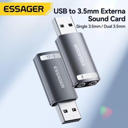 essager USB Audio Adapter External Sound Card with 3.5mm Headphone and Microphone Jack Compatible with Windows, Mac, macOS, Linux, PS4, PS5, Plug and Play, image 2