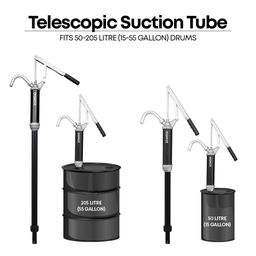 GROZ Lever Action Barrel Pump| Lever Pump for Oil, Diesel , Kerosene, Antifreeze Fluids | PVC Telescopic Suction Pipe | For 15 Ltrs- 205 Ltrs Barrel size |Delivers: 300 ml/stroke| LBP/04/PT image 3