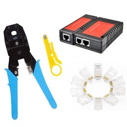 GITRU Combo RJ45 Crimp Tool Kit, Cat5 Cat5e CAT6 Crimping Tool with RJ45 Cat5 Cat6 Connectors, Cable Tester, Network Wire Stripper - 50Pcs image 1