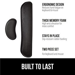 Gorilla Grip Soft Gel Memory Foam Ergonomic Wrist Rest, Slip Resistant, Comfortable Keyboard and Mouse Pad Cushion Set, Typing Pain Relief, Support for Office Computer Desks, Laptops, Gaming, Black image 2