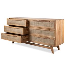 smaart craafts Goku Rattan Chest of Drawer for Home & Office | Cane Storage Unit with 6 Drawer | Mango Wood, Natural Finish | image 4