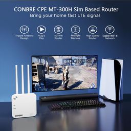Conbre CPE MT-300H 4G Mobile Sim Based Wi-Fi Router (All 5G Sim Supported) | Lastest WiFi 6 | Plug and Play | Support, NVR, DVR, WiFi, Camera and All 4G sim WiFi Router image 5