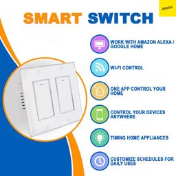 karomouj Smart Wi-Fi Light Switch Voice Control with Alexa and Google Assistant Wireless Push Button Switch for Home and Office, Easy Installation (smart switch (Double)) image 3