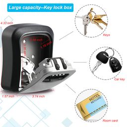 ts-mayka Key Lock Box for Outside, Key Box Wall Mounted 4 Digit Combination Lock Box Hide a Key for Outdoor Indoor, Security Waterproof Large Capacity 5 Keys Lockbox for House Key Room Card image 2
