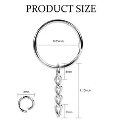 EVALUEMART Gold/Silver Color Metal Split Keychain Ring Parts - 30 Key Chains 25mm with 26mm Chains and 30pcs Open Jump Ring for Craft image 4