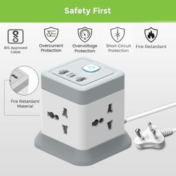 Magicwand Power Extension Cube with 2 USB-A & 1 USB-C Port & 4 Power Outlets with Voltage Protection image 5