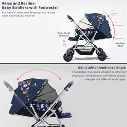 StarAndDaisy Stroller for Boy & Girl 0 to 3 Years/Pram for Baby with Lightweight/Baby Strolller with 3-Point Safety Harness, Adjustable Backrest, 360° Swivel Wheel, Large Storage-(Digit Print) image 4