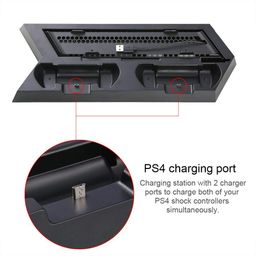 New World Vertical Stand Cooling Fan for PS4 - USB Hub Controller Charging Dock All in One for Fat, Slim, Pro Gaming Console image 3