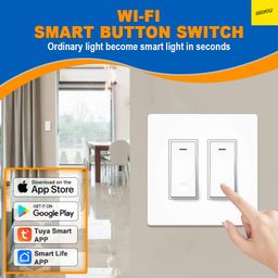 karomouj Smart Wi-Fi Light Switch Voice Control with Alexa and Google Assistant Wireless Push Button Switch for Home and Office, Easy Installation (smart switch (Double)) image 4