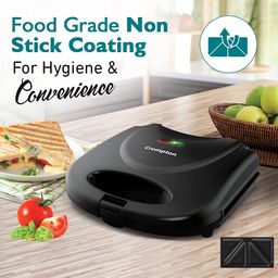 Crompton Instaserve Toast 800 Watts Sandwichmaker with Powerful Heating element (Black), Small image 3