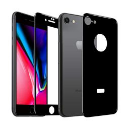 gahoga iPhone 8 /7 Front and Back Screen Protector 3D Full Coverage Tempered Glass + 5D Back Glass - Black [10H Hardness][Anti-Scratch][Case Friendly] image 1