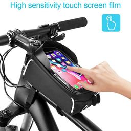 Handcuffs Polyester Cycle Bag Bicycle Front Frame Handlebar Bags With Mobile Pouch (Sluff Black) image 3