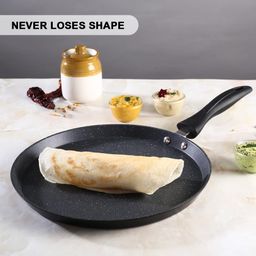 Wonderchef Duralite Die-cast 28 cm Dosa Tawa | 5 Layer Healthy Duramax Non-Stick Coating | Soft Touch Handle | Pure Grade Aluminium | PFOA Free | 2 Year Warranty Grey image 2