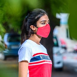 muwin Unisex Cotton/Polyester 4 Layer Reusable Washable Face Mask Without Valve (Pack of 3, Red) image 5