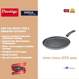 Prestige Omega Select Plus 27.5cm Non-Stick Omni Tawa |Induction Base |Gas & Induction Compatible| Metal Spoon Friendly | Sturdy Handles image 3