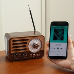 Cason FR22 Fm Radio for Home with Speaker,Vintage Radio with USB & Bluetooth-Retro Radio Portable Music Player with Transistor Frequency Knob Meter,SD Card,Headphone Jack(Brown) image 5