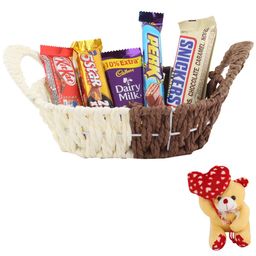 SFU E Com Wonderfull Choco Hamper | Valentine Heart Teddy Bear With Chocolate Combo | Valentine Chocolate Hamper | 375 image 1