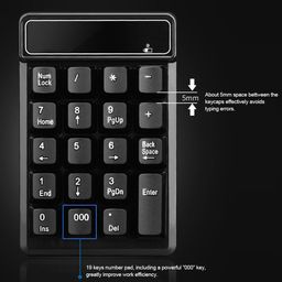 Walmeck 2.4Ghz Wireless Numeric Keypad Mechanical Feel Number Pad Keyboard 19 Keys w/USB Receiver Water-Proof for Laptop Desktop PC Notebook Black image 5