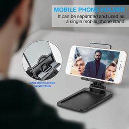 Drumstone ( Limited Stock ) Phone Screen Magnifier, 2-in-1 Mobile Phone Amplifier with Foldable Stand Holder [Adjustable Angle] Portable Phone Magnifier Screen with Split Design - Black image 3